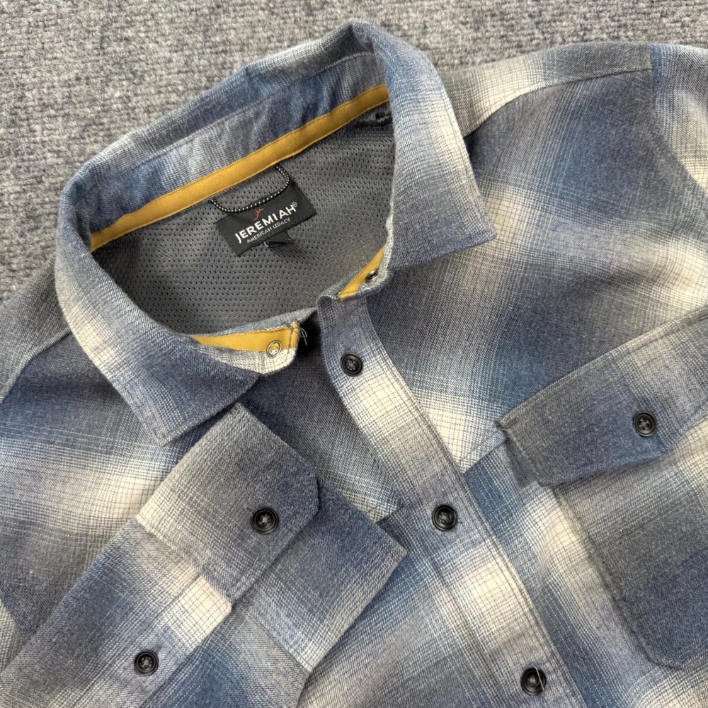 Jeremiah Button Down Shirt Medium Blue Plaid Long Sleeve Mesh Lined Mens
